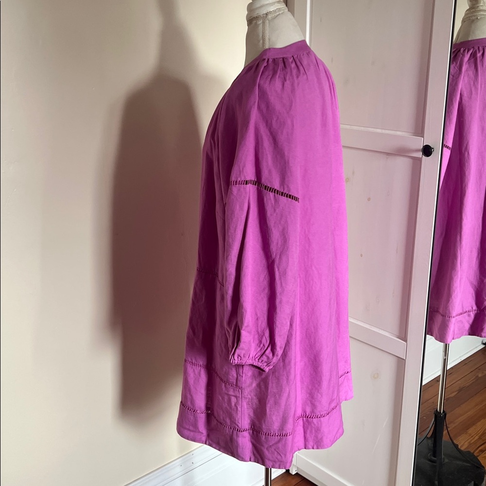 LOFT Orchid Purple Linen-Viscose V-Neck Tunic Dress - Size Large - Picture 8 of 11